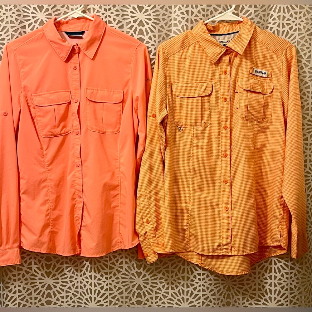 (Bundle of 2)COLUMBIA/MAGELLAN Women’s Fishing Shirts (Medium)